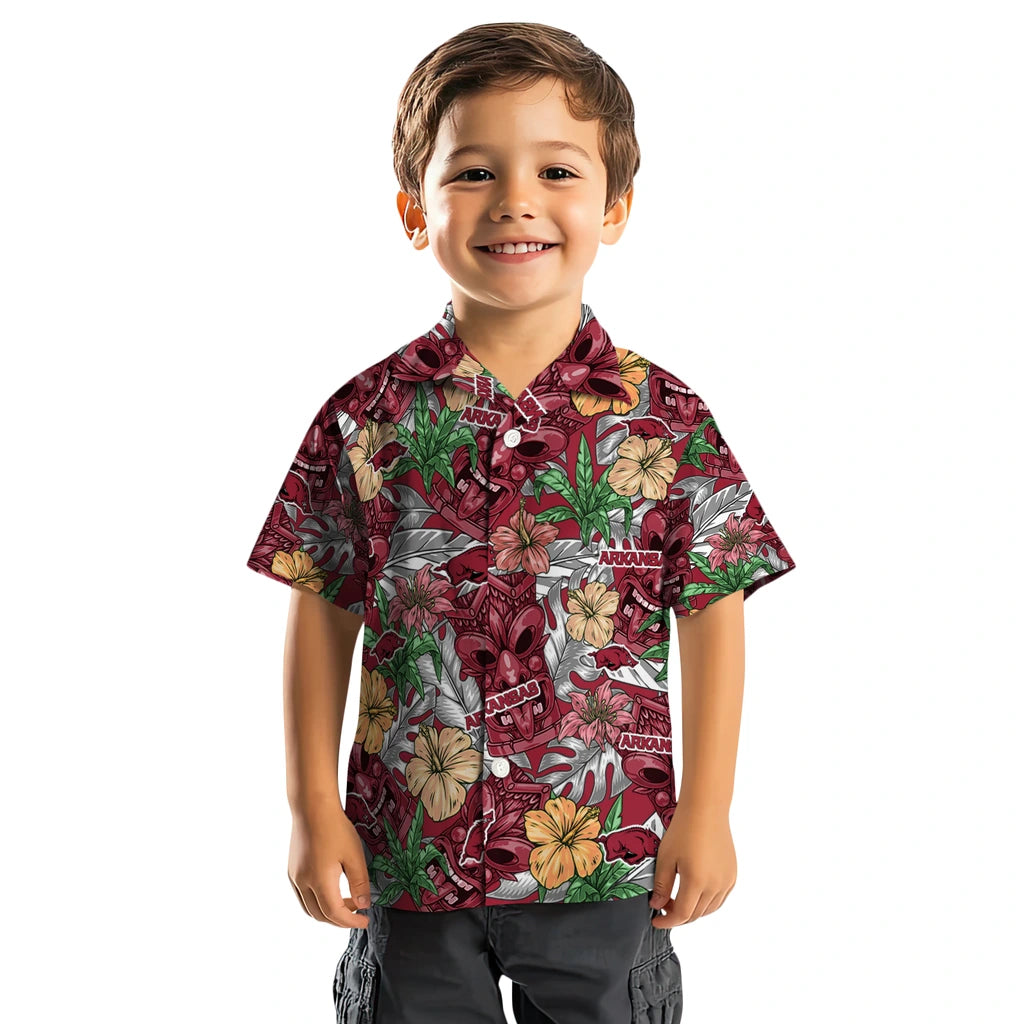 Arkansas Razorbacks Hawaiian Shirt - Hibiscus Tiki Jungle | Moonbestprint