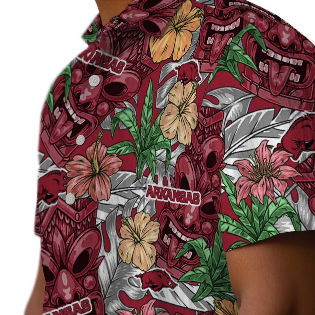 Arkansas Razorbacks Hawaiian Shirt - Hibiscus Tiki Jungle | Moonbestprint