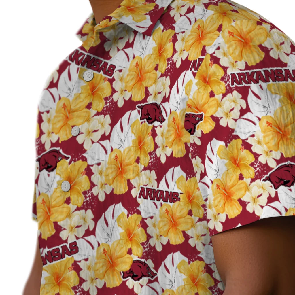 Arkansas Razorbacks Hawaiian Shirt - Hibiscus Tropics | Moonbestprint
