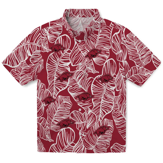 Arkansas Razorbacks Hawaiian Shirt - Leaf Outline | Moonbestprint