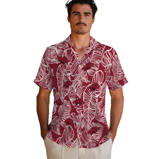 Arkansas Razorbacks Hawaiian Shirt - Leaf Outline | Moonbestprint
