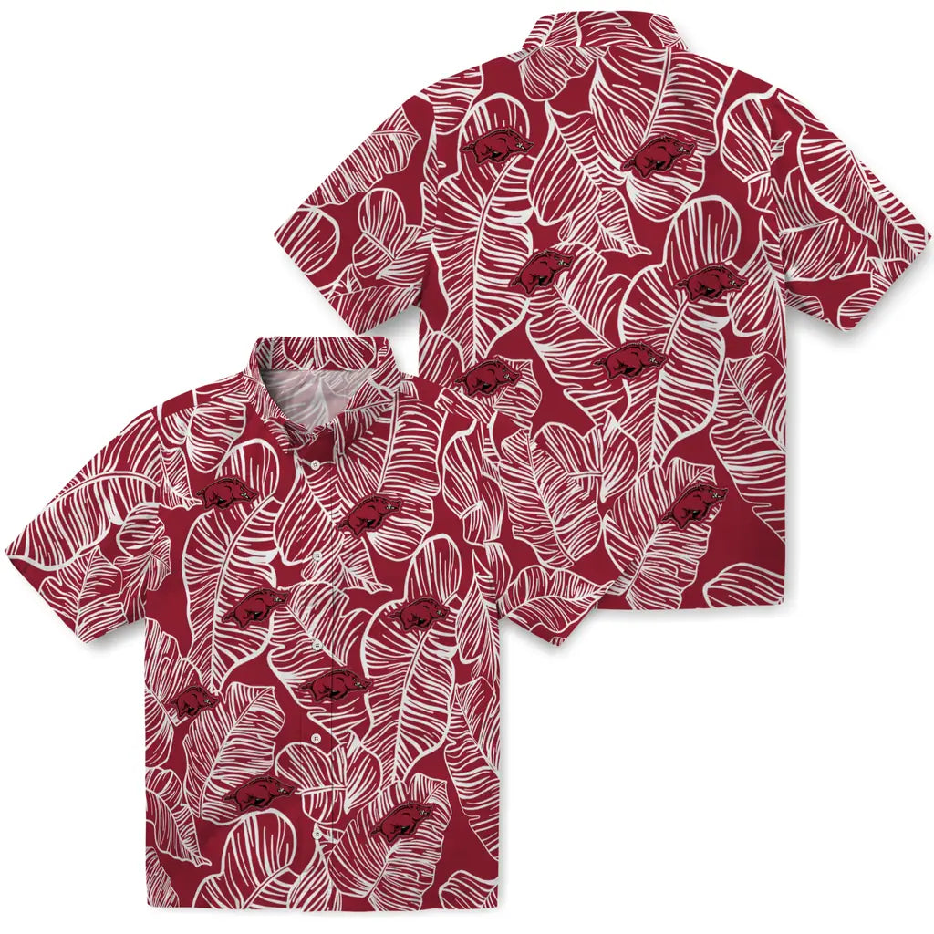 Arkansas Razorbacks Hawaiian Shirt - Leaf Outline | Moonbestprint