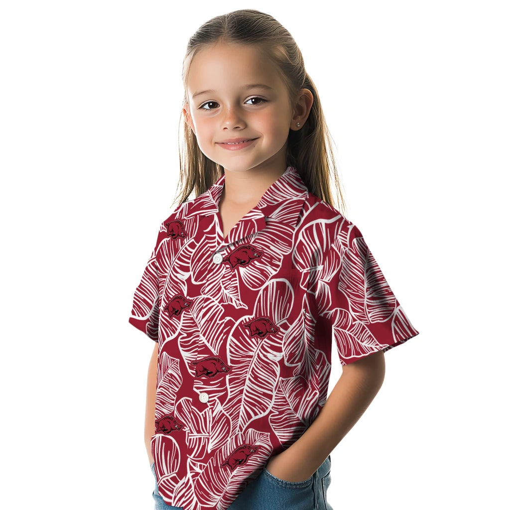 Arkansas Razorbacks Hawaiian Shirt - Leaf Outline | Moonbestprint