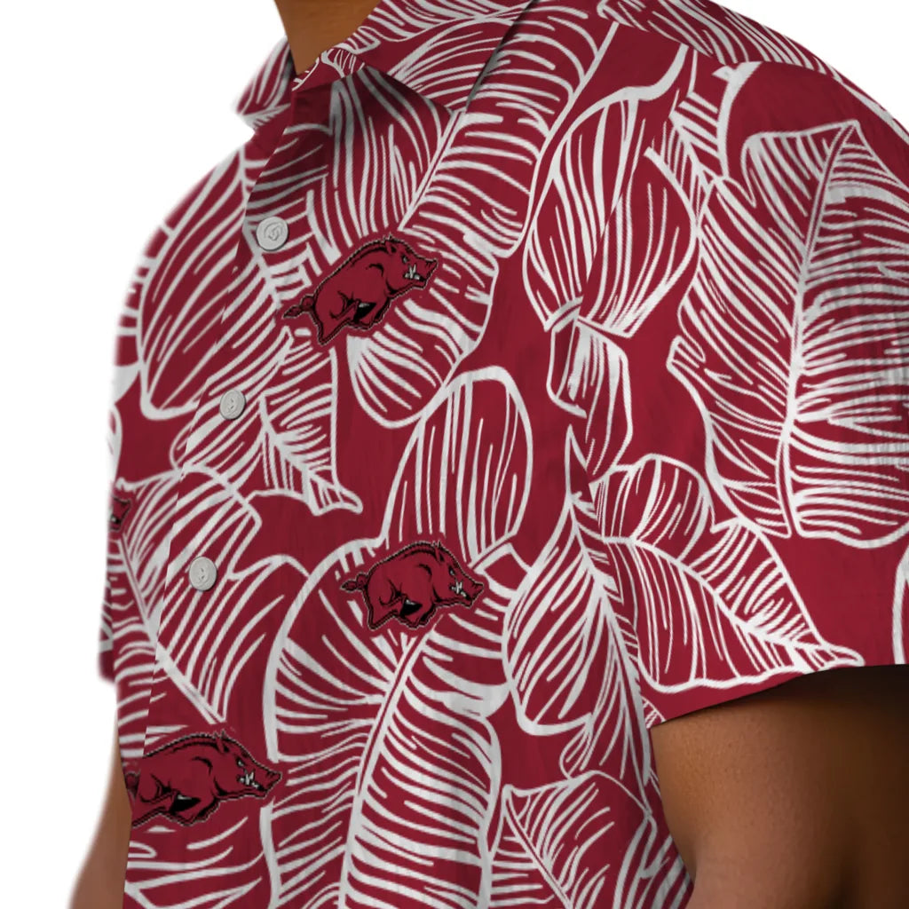 Arkansas Razorbacks Hawaiian Shirt - Leaf Outline | Moonbestprint