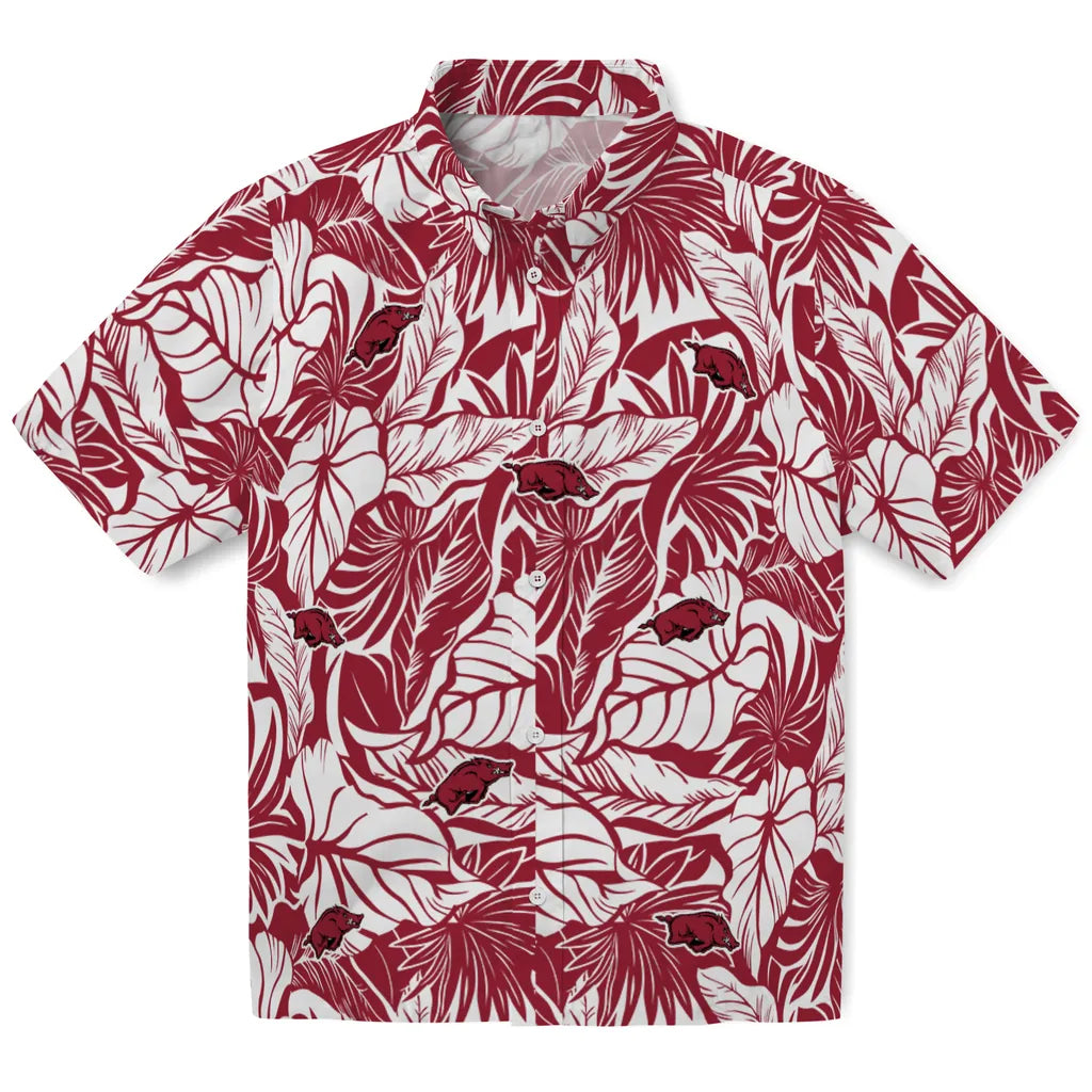 Arkansas Razorbacks Hawaiian Shirt - Monstera Layer | Moonbestprint