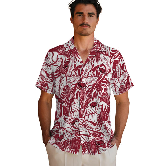 Arkansas Razorbacks Hawaiian Shirt - Monstera Layer | Moonbestprint