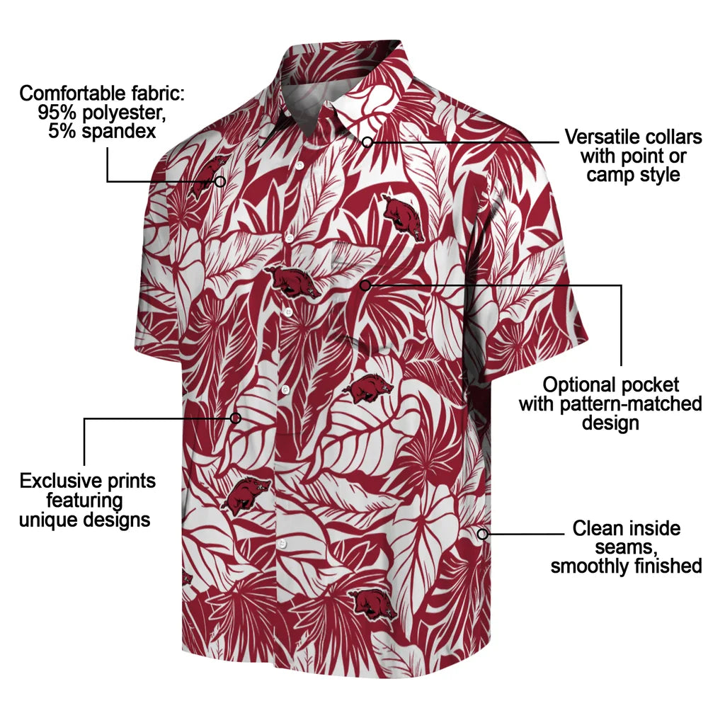 Arkansas Razorbacks Hawaiian Shirt - Monstera Layer | Moonbestprint