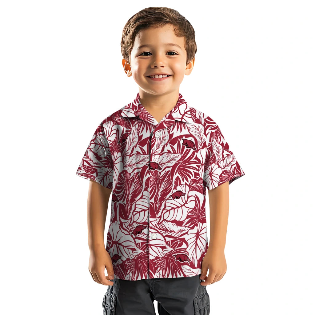 Arkansas Razorbacks Hawaiian Shirt - Monstera Layer | Moonbestprint