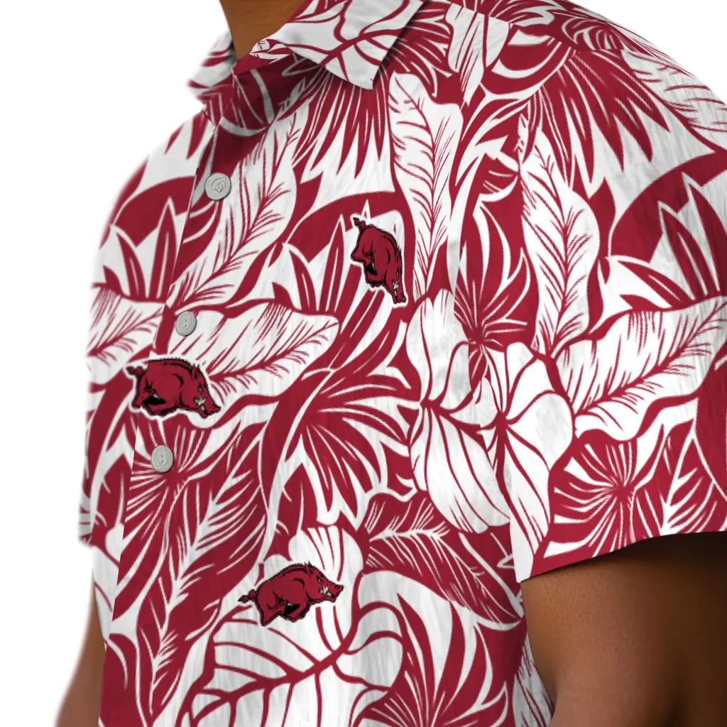 Arkansas Razorbacks Hawaiian Shirt - Monstera Layer | Moonbestprint