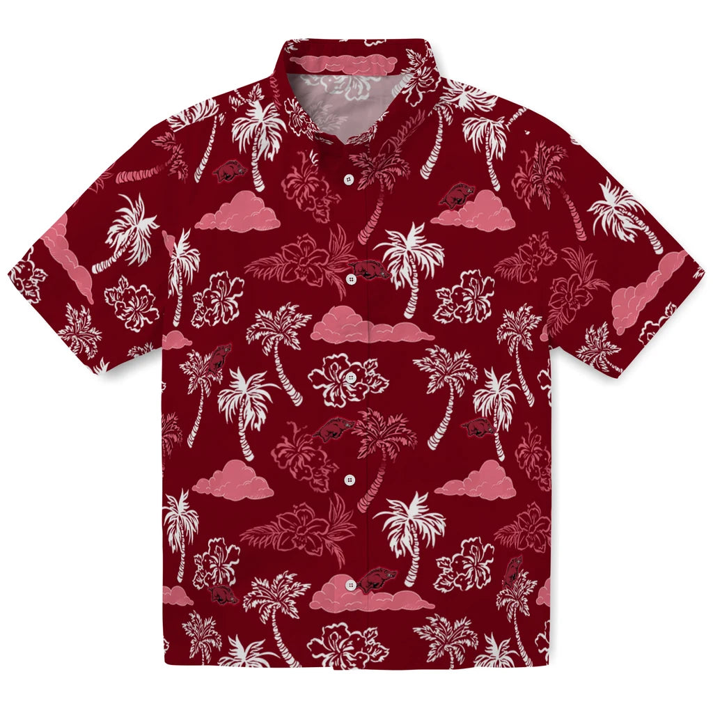 Arkansas Razorbacks Hawaiian Shirt - Palm And Clouds | Moonbestprint