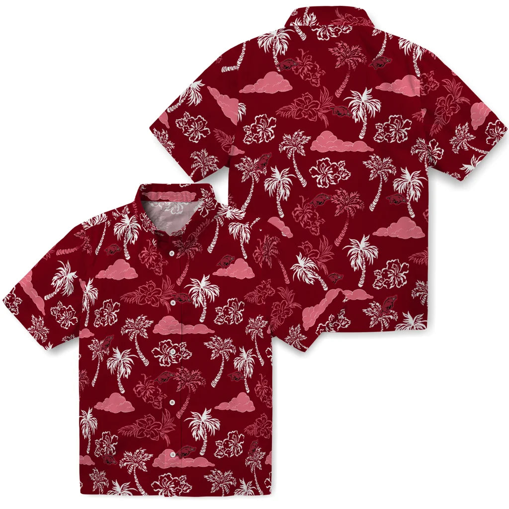 Arkansas Razorbacks Hawaiian Shirt - Palm And Clouds | Moonbestprint