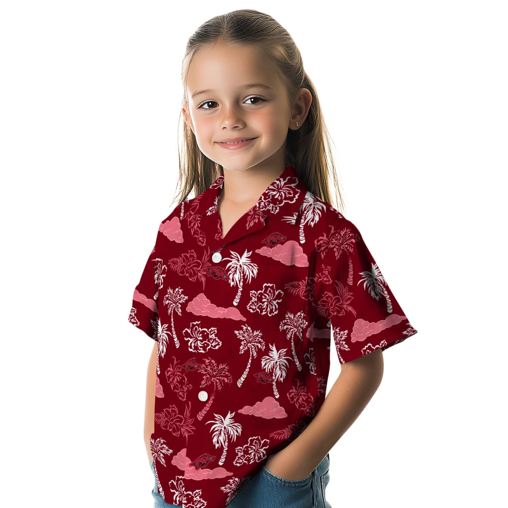 Arkansas Razorbacks Hawaiian Shirt - Palm And Clouds | Moonbestprint