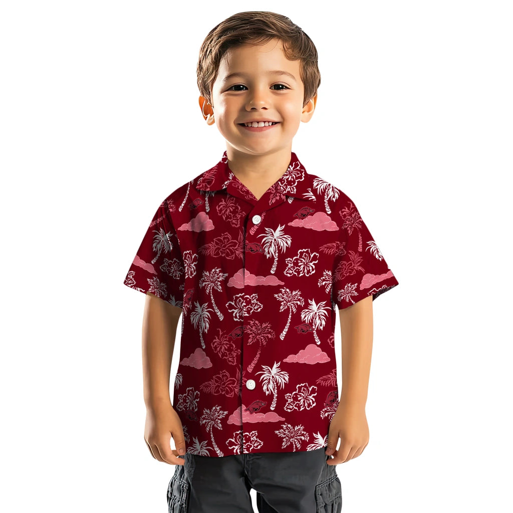 Arkansas Razorbacks Hawaiian Shirt - Palm And Clouds | Moonbestprint