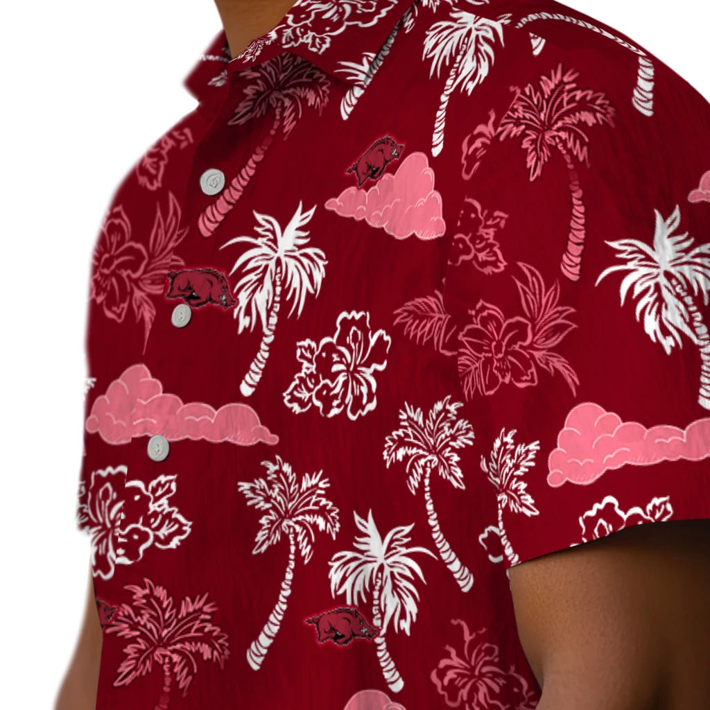 Arkansas Razorbacks Hawaiian Shirt - Palm And Clouds | Moonbestprint