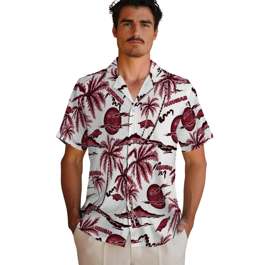 Arkansas Razorbacks Hawaiian Shirt - Palm Sunset | Moonbestprint