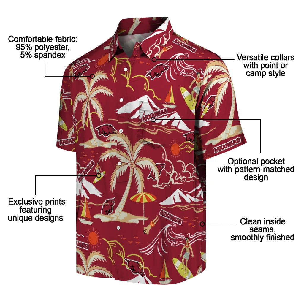 Arkansas Razorbacks Hawaiian Shirt - Palm Tree Island | Moonbestprint