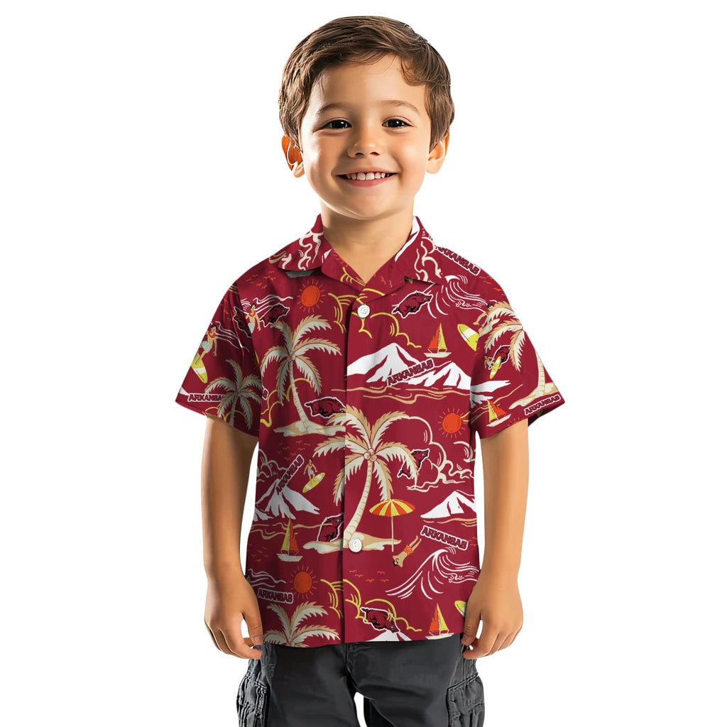 Arkansas Razorbacks Hawaiian Shirt - Palm Tree Island | Moonbestprint
