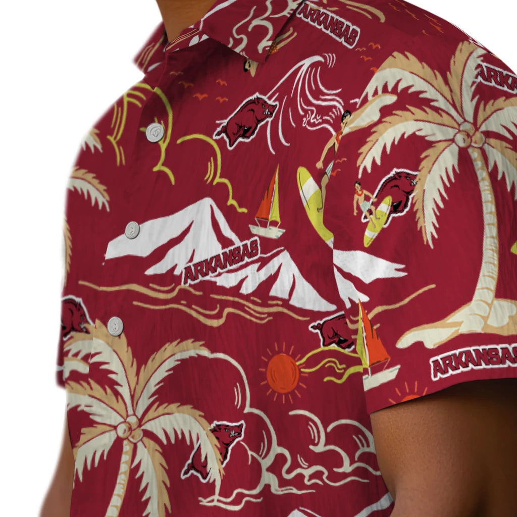Arkansas Razorbacks Hawaiian Shirt - Palm Tree Island | Moonbestprint