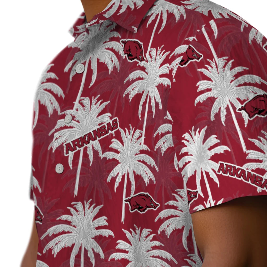 Arkansas Razorbacks Hawaiian Shirt - Palm Tree Motif | Moonbestprint