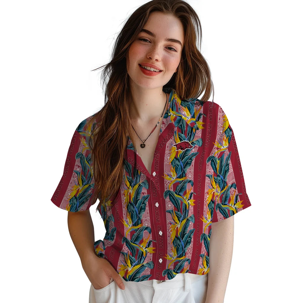 Arkansas Razorbacks Hawaiian Shirt - Paradise Vines | Moonbestprint