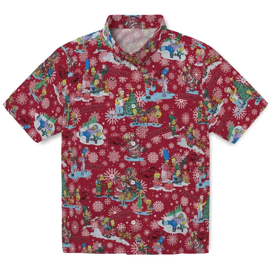 Arkansas Razorbacks Hawaiian Shirt - Simpsons Christmas | Moonbestprint