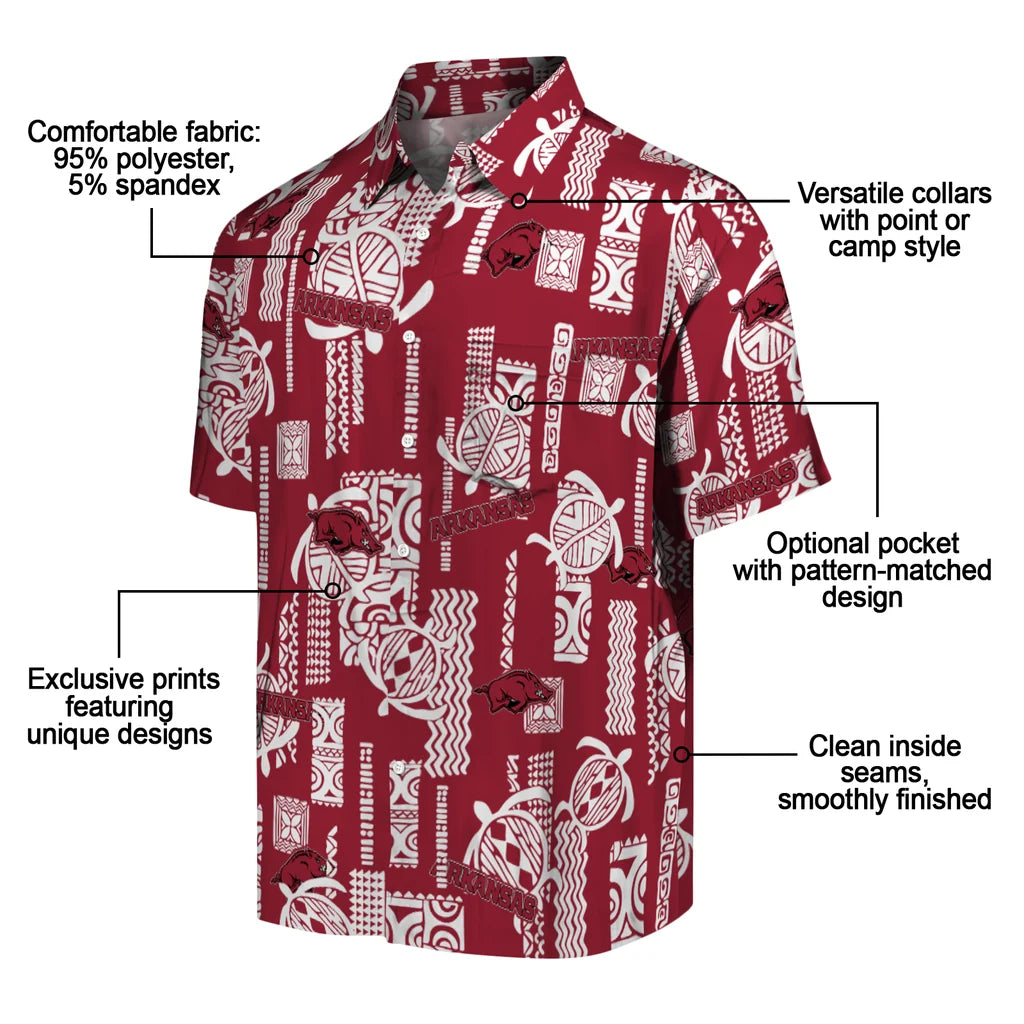 Arkansas Razorbacks Hawaiian Shirt - Turtle Lines | Moonbestprint