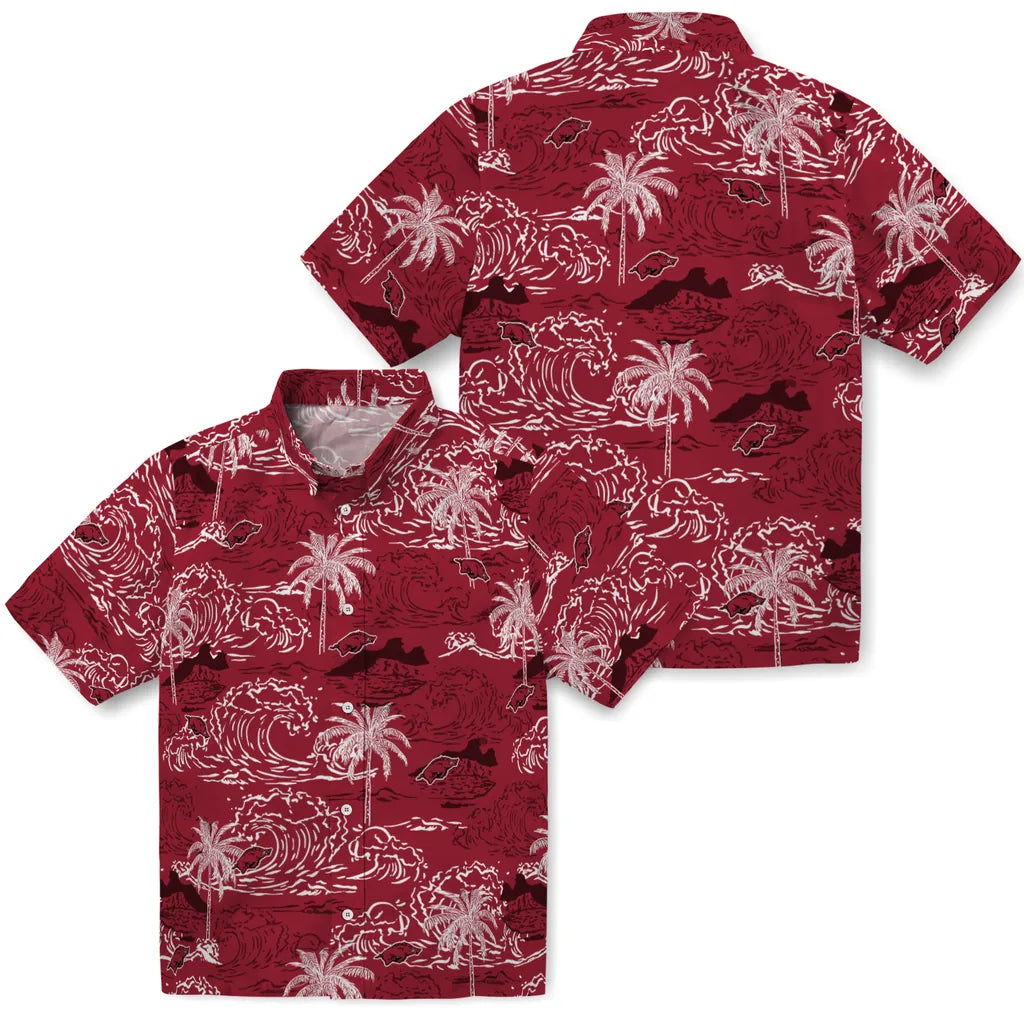 Arkansas Razorbacks Hawaiian Shirt - Wave Palm | Moonbestprint