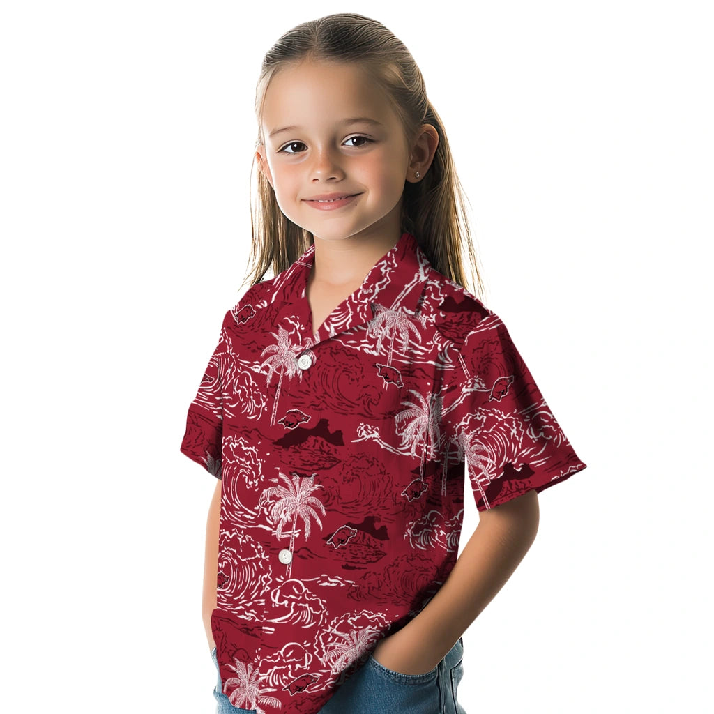 Arkansas Razorbacks Hawaiian Shirt - Wave Palm | Moonbestprint