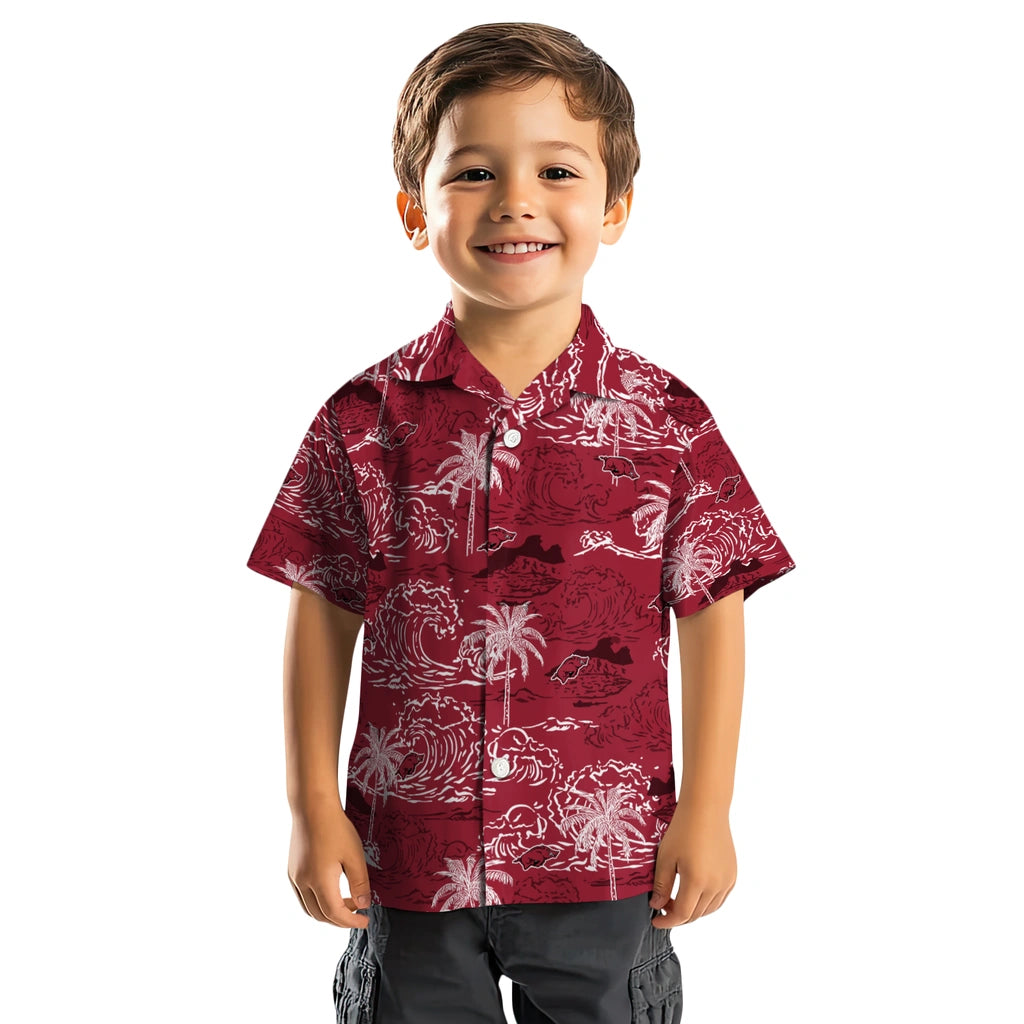 Arkansas Razorbacks Hawaiian Shirt - Wave Palm | Moonbestprint