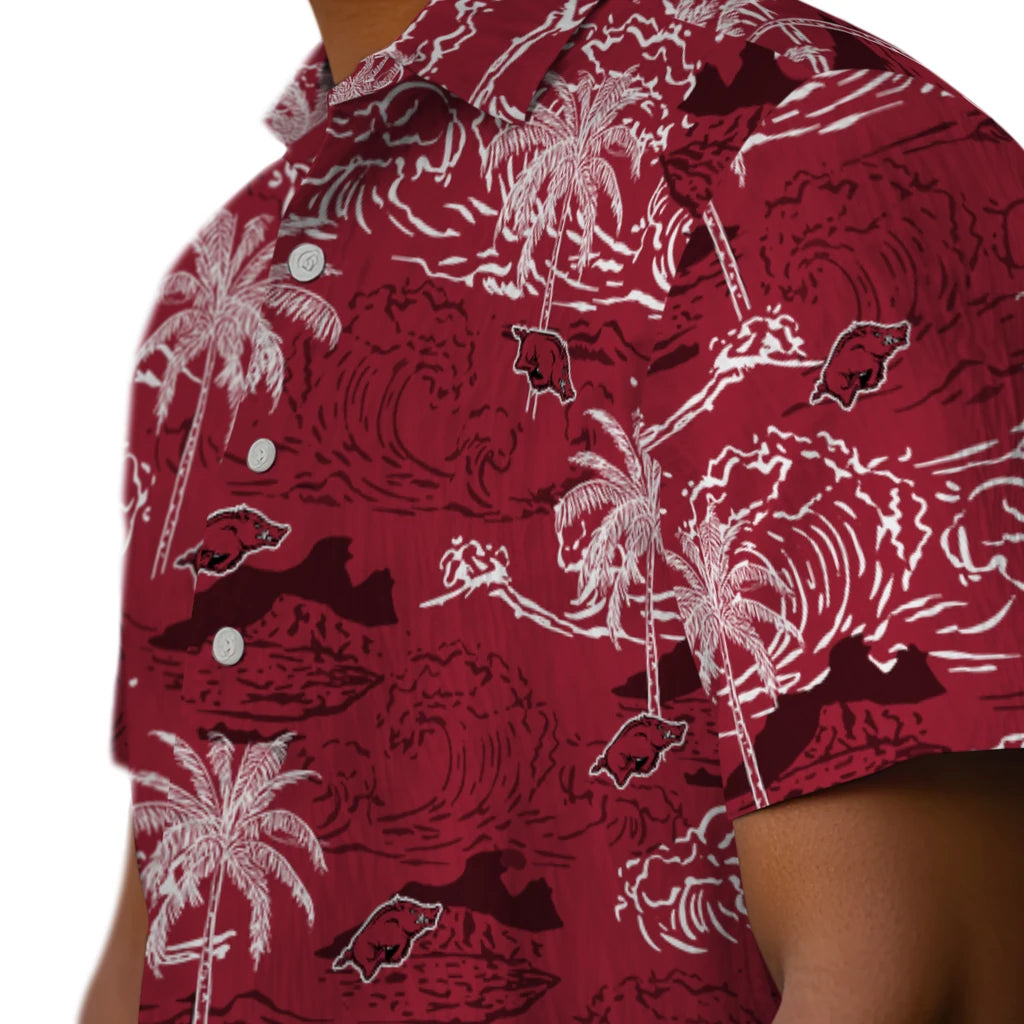 Arkansas Razorbacks Hawaiian Shirt - Wave Palm | Moonbestprint