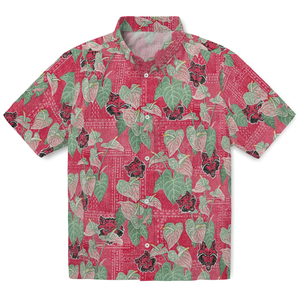 Arkansas State Red Wolves Hawaiian Shirt - Anthurium Overlay | Moonbestprint