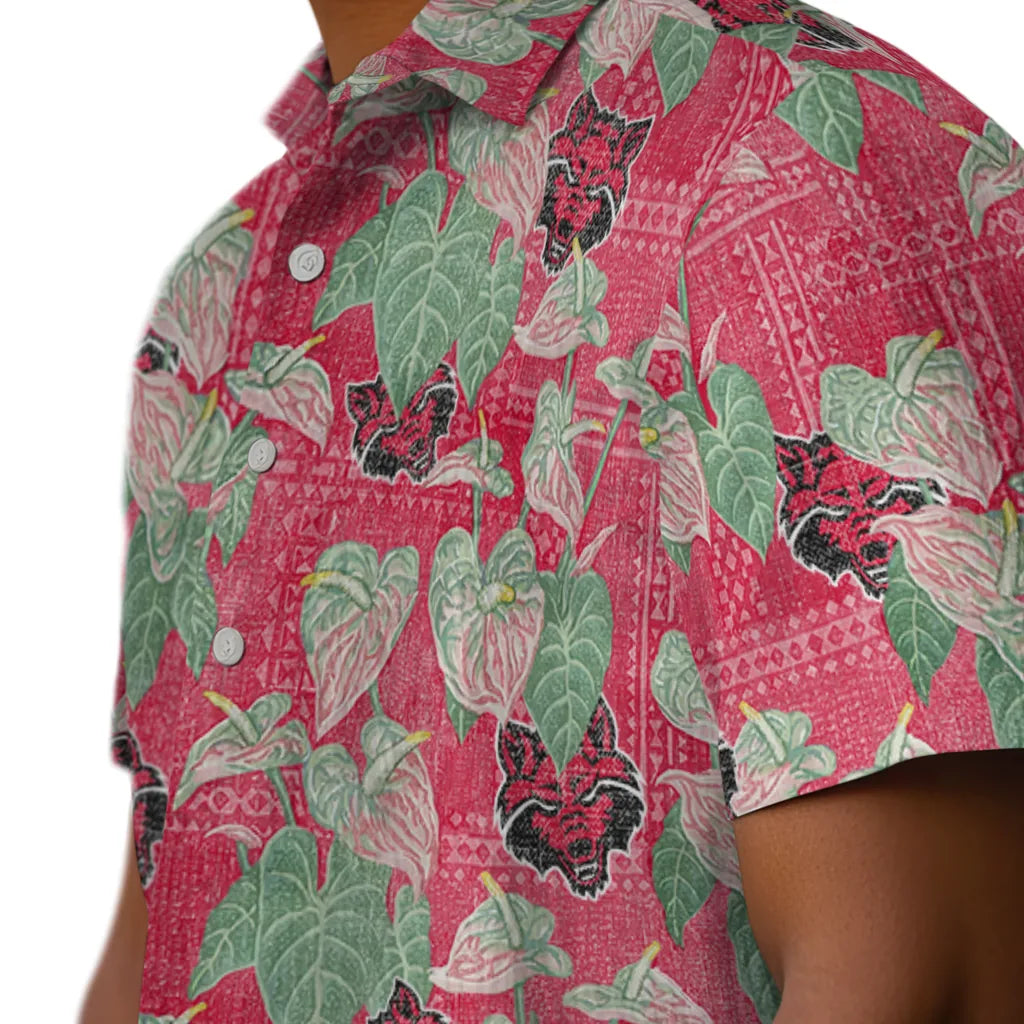 Arkansas State Red Wolves Hawaiian Shirt - Anthurium Overlay | Moonbestprint