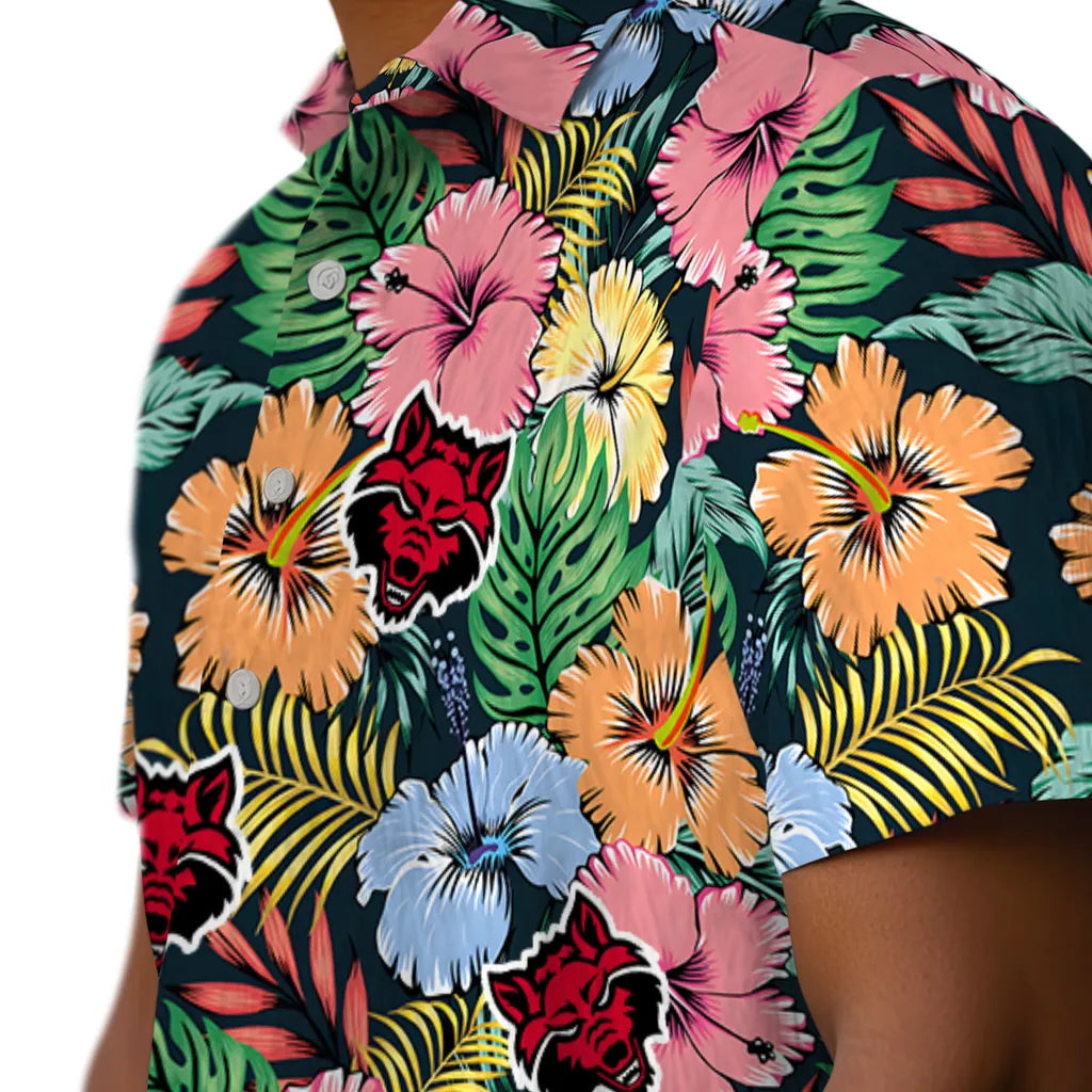 Arkansas State Red Wolves Hawaiian Shirt - Brilliant Hibiscus Garden | Moonbestprint