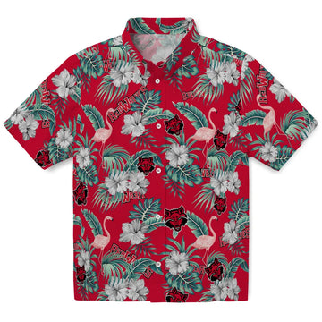 Arkansas State Red Wolves Hawaiian Shirt - Flamingo and Hibiscus | Moonbestprint