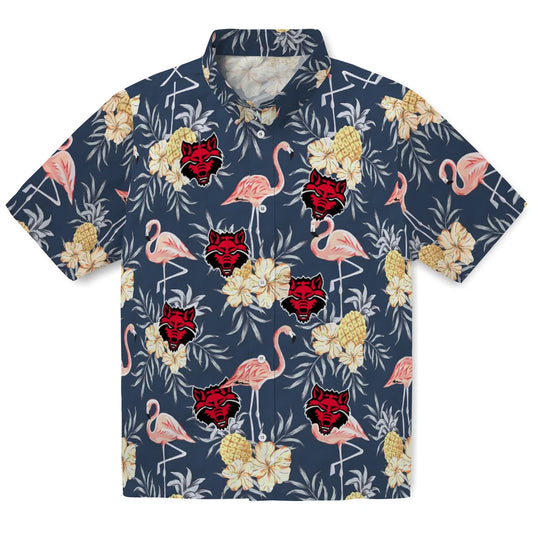 Arkansas State Red Wolves Hawaiian Shirt - Flamingo Hibiscus | Moonbestprint