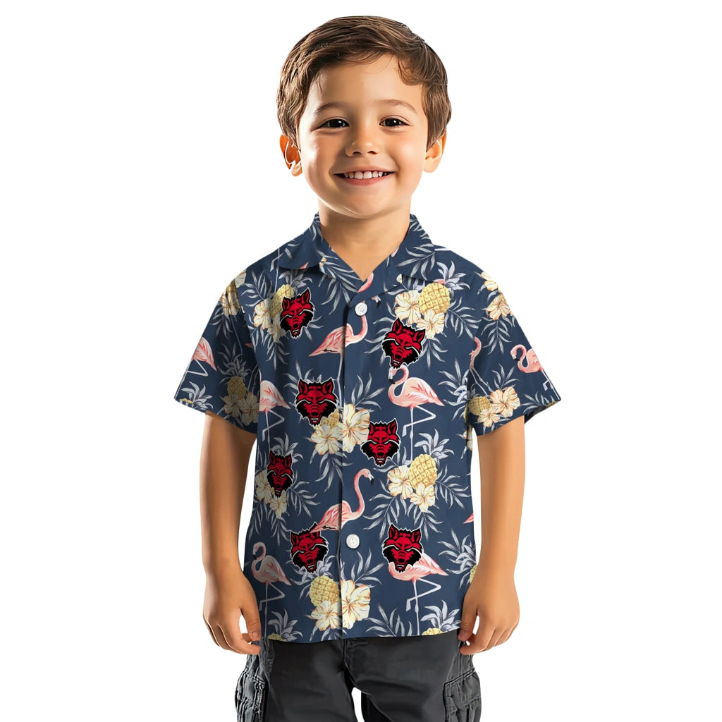 Arkansas State Red Wolves Hawaiian Shirt - Flamingo Hibiscus | Moonbestprint