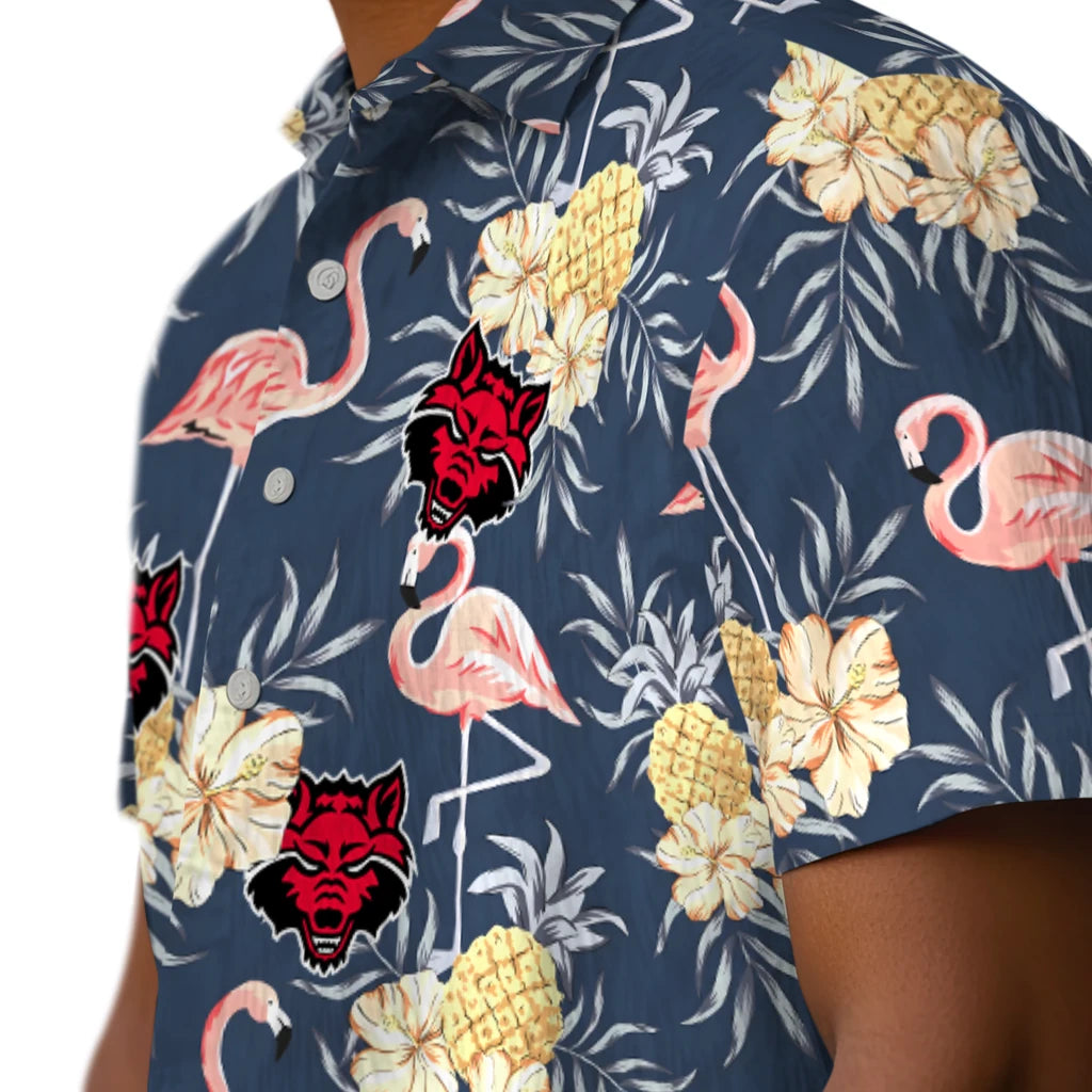Arkansas State Red Wolves Hawaiian Shirt - Flamingo Hibiscus | Moonbestprint