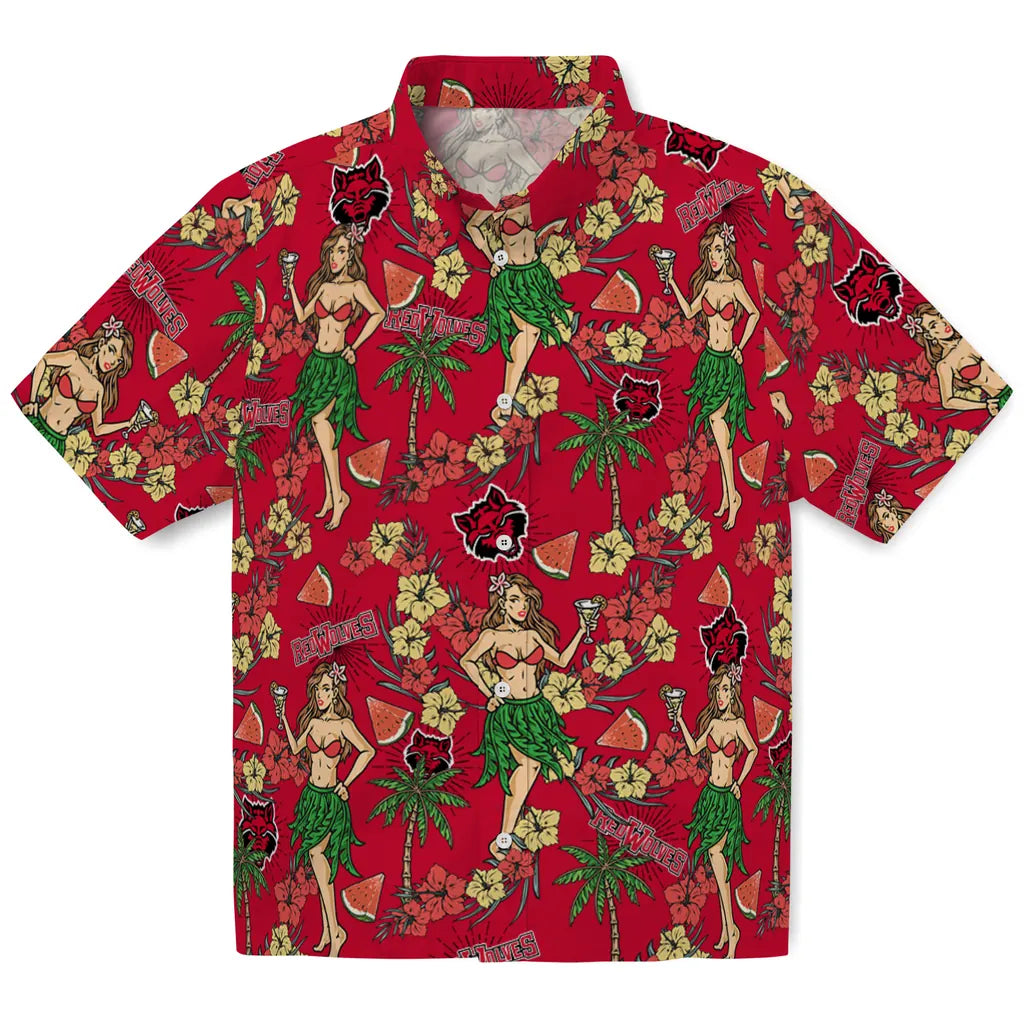 Arkansas State Red Wolves Hawaiian Shirt - Hawaiian Girls Design | Moonbestprint