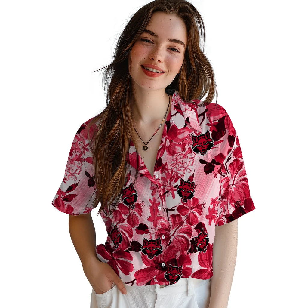 Arkansas State Red Wolves Hawaiian Shirt - Hibiscus Arrangement | Moonbestprint