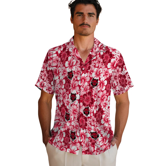Arkansas State Red Wolves Hawaiian Shirt - Hibiscus Blooms | Moonbestprint