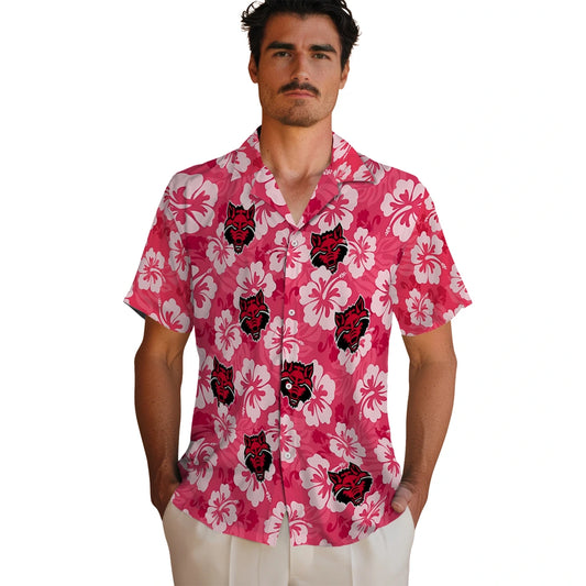 Arkansas State Red Wolves Hawaiian Shirt - Hibiscus Cluster | Moonbestprint