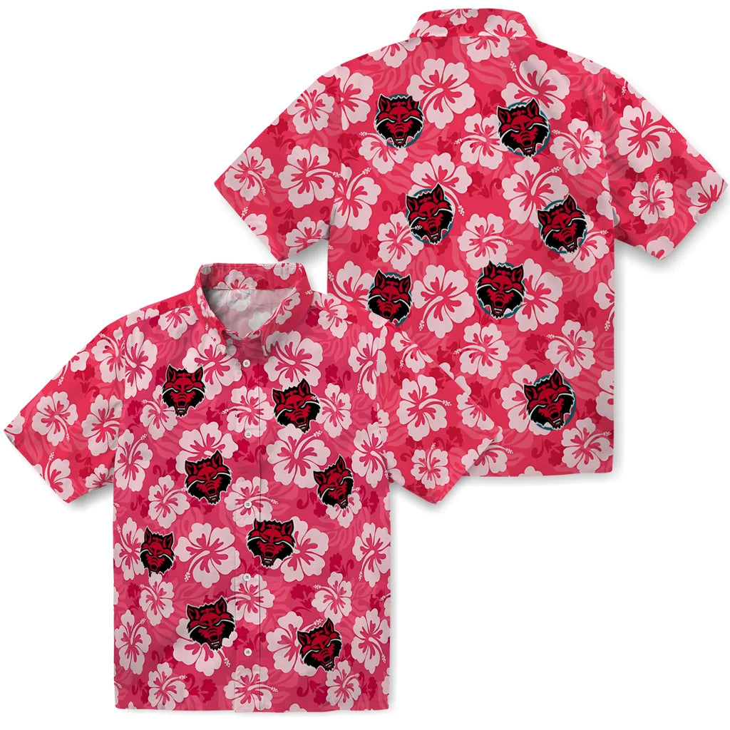 Arkansas State Red Wolves Hawaiian Shirt - Hibiscus Cluster | Moonbestprint