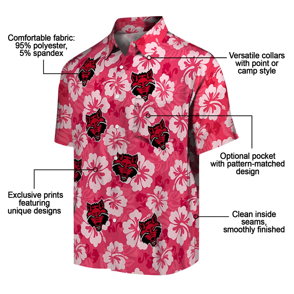 Arkansas State Red Wolves Hawaiian Shirt - Hibiscus Cluster | Moonbestprint