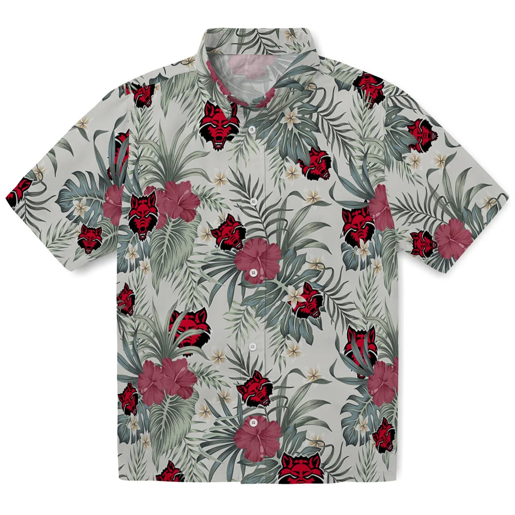 Arkansas State Red Wolves Hawaiian Shirt - Hibiscus Designs | Moonbestprint