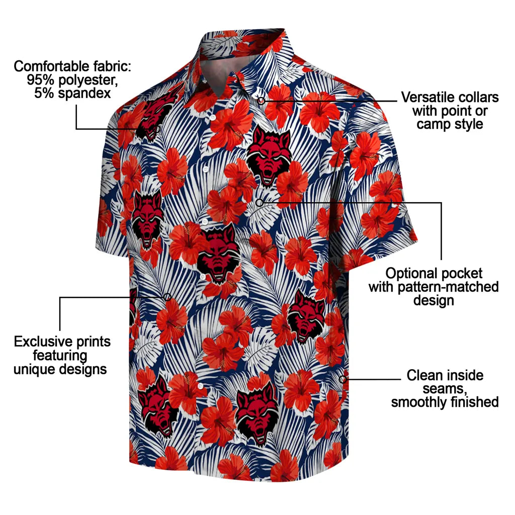 Arkansas State Red Wolves Hawaiian Shirt - Hibiscus Fiesta | Moonbestprint
