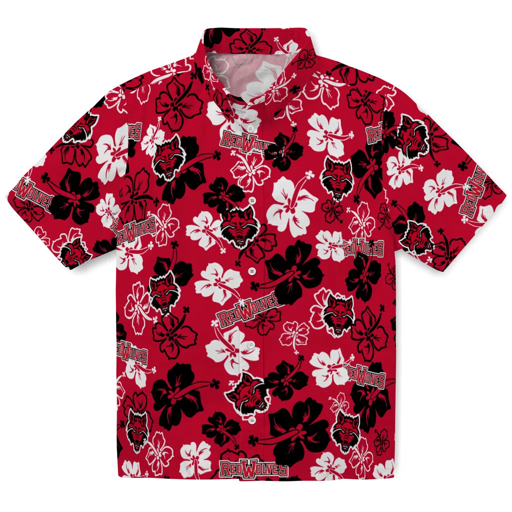 Arkansas State Red Wolves Hawaiian Shirt - Hibiscus Flower Design | Moonbestprint