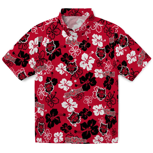 Arkansas State Red Wolves Hawaiian Shirt - Hibiscus Flower Design | Moonbestprint