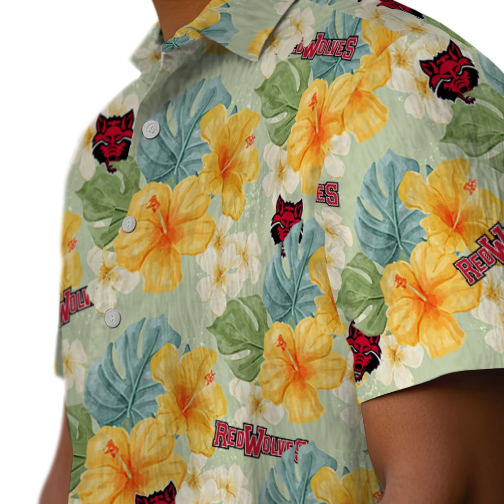 Arkansas State Red Wolves Hawaiian Shirt - Hibiscus Mood | Moonbestprint