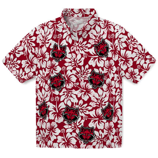 Arkansas State Red Wolves Hawaiian Shirt - Hibiscus Motif | Moonbestprint