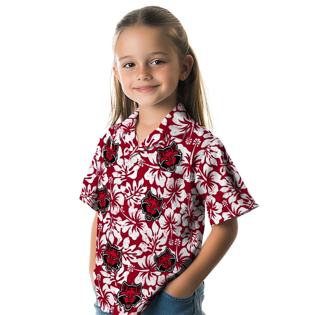 Arkansas State Red Wolves Hawaiian Shirt - Hibiscus Motif | Moonbestprint
